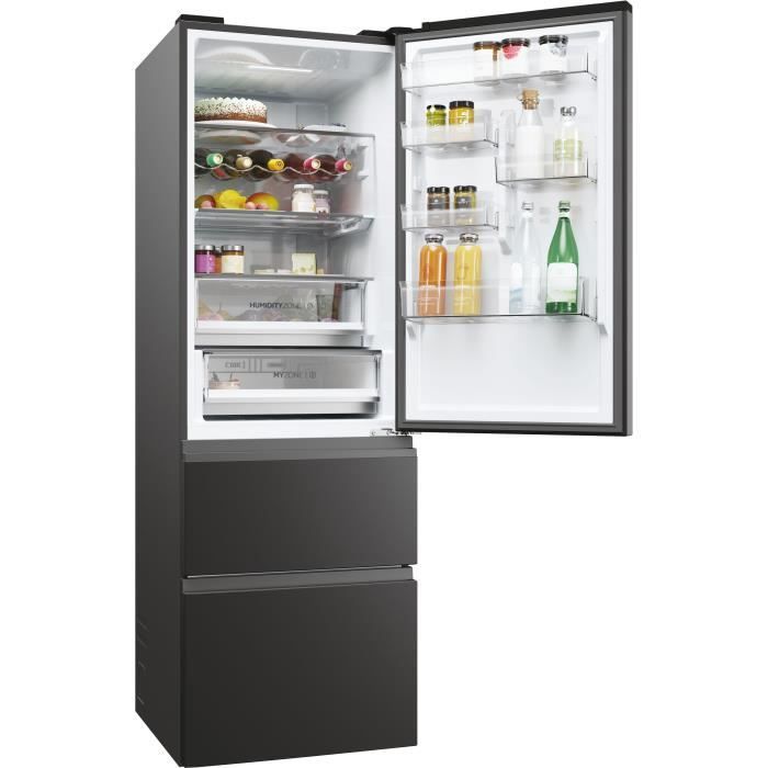 Combi refrigerator - HAIER - 3D 60 Series 5 HTW5618ENPT - Energy Class E - 360 L - 185 x 59.5 x 66.7 cm - Black