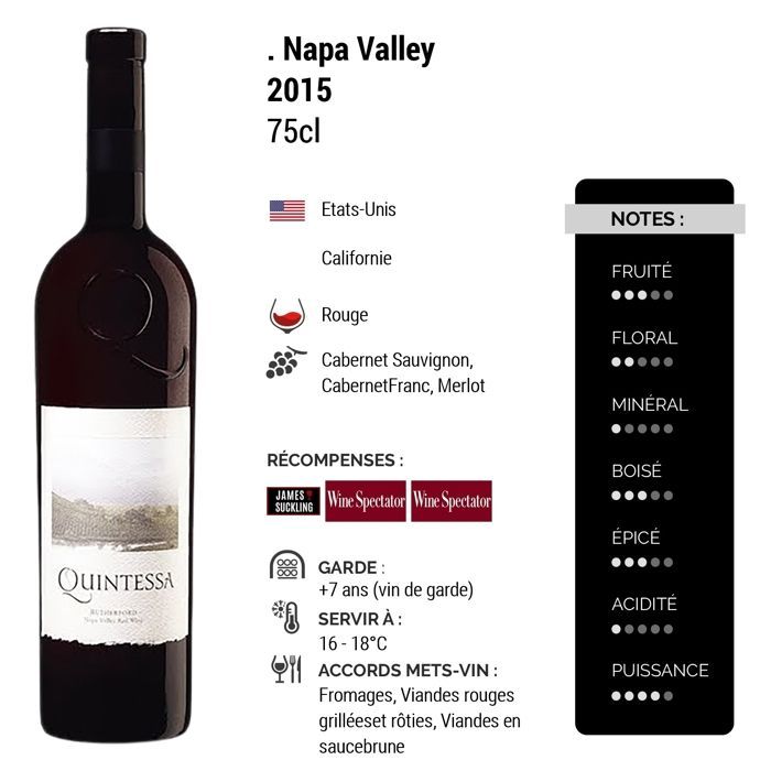Quintessa Napa Valley 2015 - Vin Rouge des Etats-Unis (3x75cl)