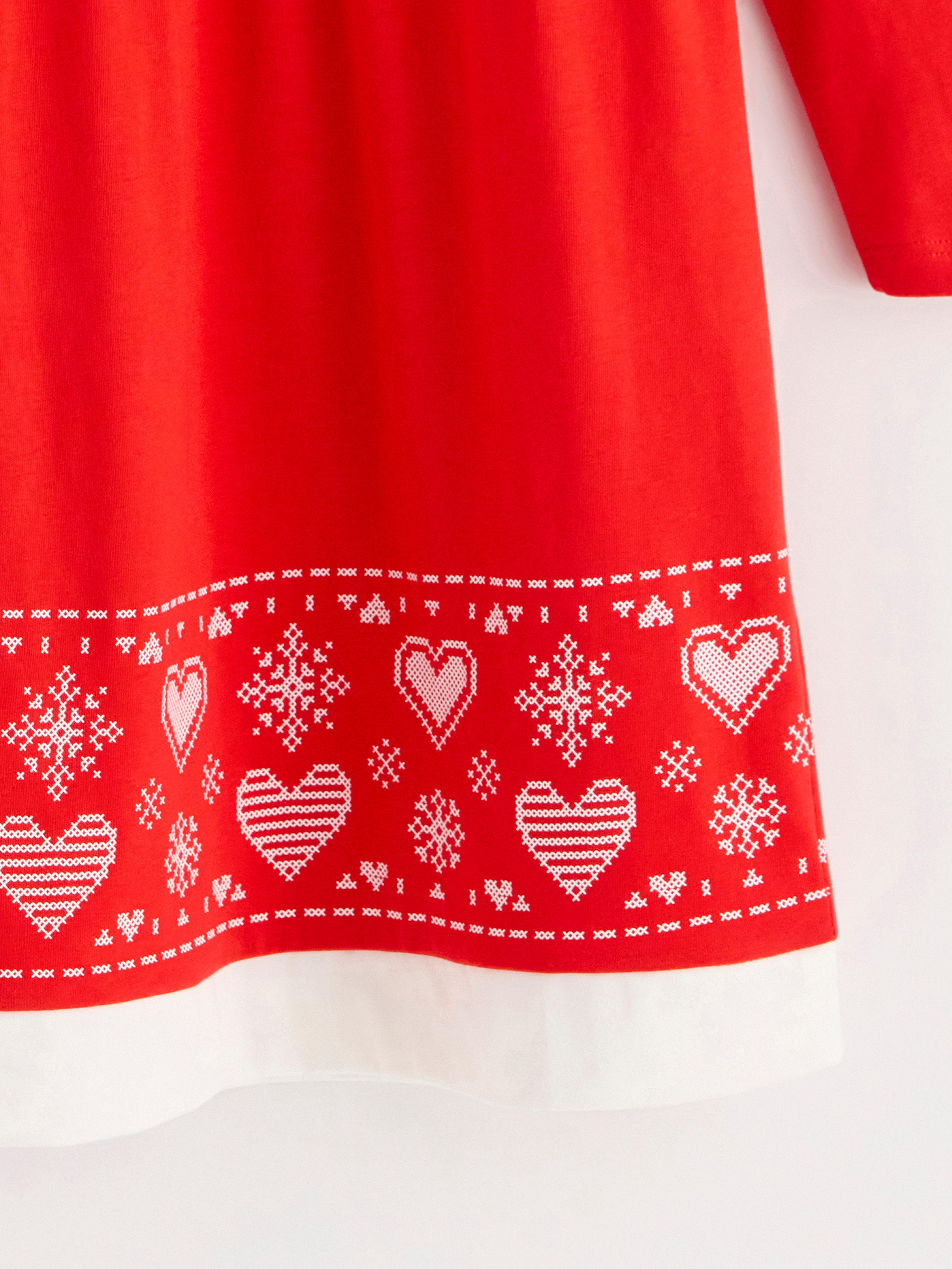 Vestido y chal navideños rojos