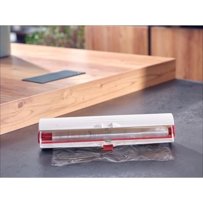 Cortador de filme Leifheit Perfect Cut 23051, cortador de filme aderente e papel alumínio de até 33 cm, branco