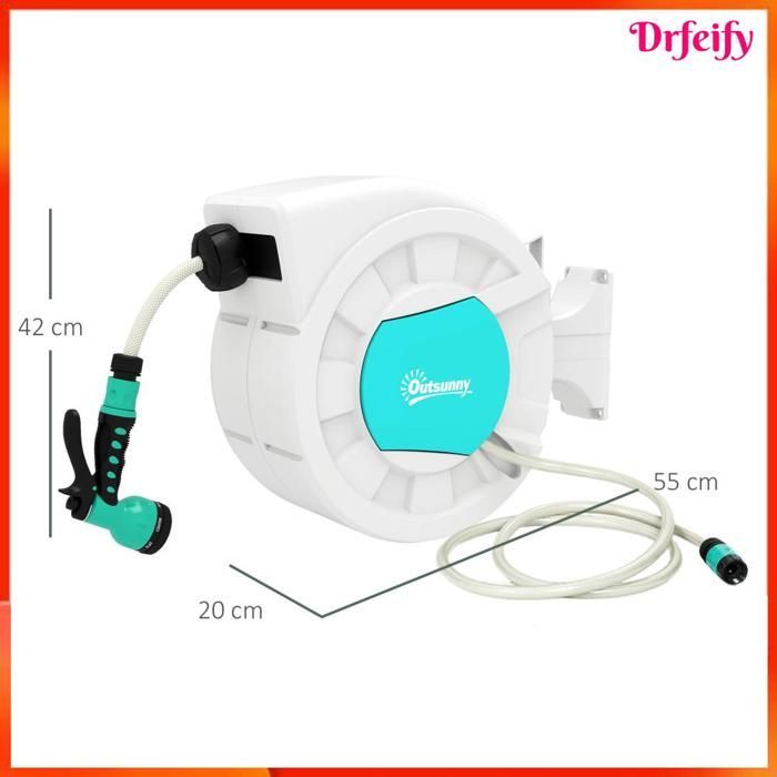 AKOZON 10532 25m Garden Hose Reel - 180° Swivel - Automatic Rewind
