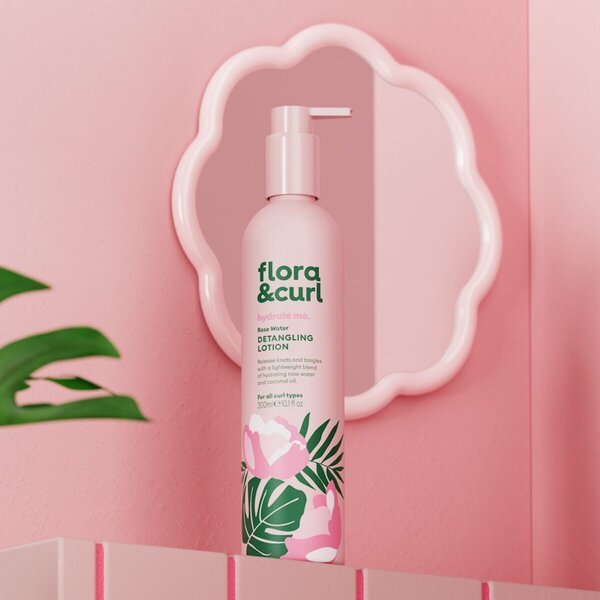 Losjon za razvozlavanje z rožno vodo Flora & Curl 300 ml