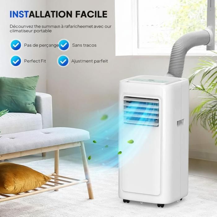 Condizionatore d'aria portatile da 8000 BTU - Timer 24 ore - Telecomando e controllo tramite app intelligente