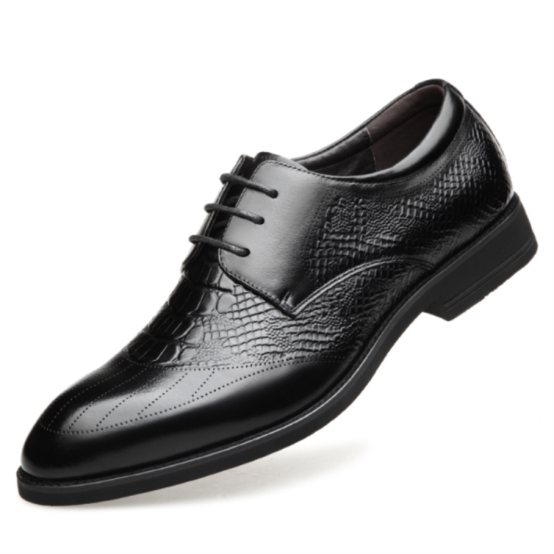 Sapatos masculinos de couro genuíno de alta qualidade, com estampa de crocodilo, tamanhos 37 a 44, na cor preta, modelo 2021. Confeccionados em couro legítimo macio de alta qualidade para uso profissional.