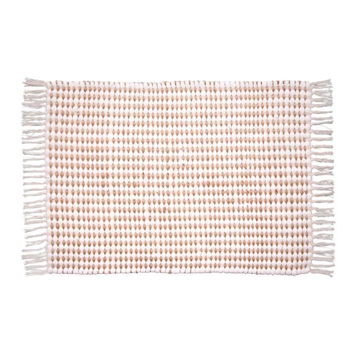 JHANG Tapis contemporain - 50x70 cm - Naturel - Tissage artisanal