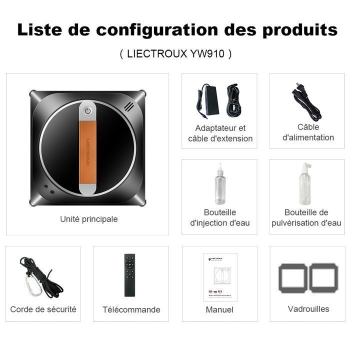 Robot lavavetri - Liectroux - YW910 - Doppio getto - Pulizia con intelligenza artificiale - 3 modalità automatiche