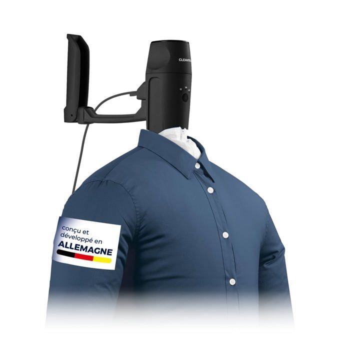 Repasseuse à chemises CLEANmaxx PRO KOMPAKT - facile à accrocher à la porte et repassage automatique - noir/argent