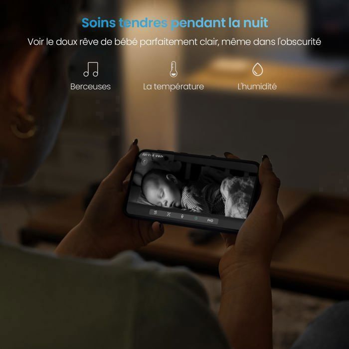 ieGeek 1080P Babyphone Caméra,PTZ 355° Baby Phone Vidéo connecté Smartphone, Visiophone avec Vision Nocturne, Suivi Automatique