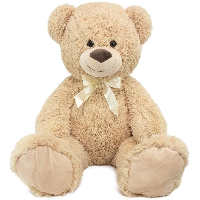 BRUBAKER Gigantische XXL Pluche Beer - 100 cm - Beige - Inclusief pluche hartje met de tekst 'I Love You'