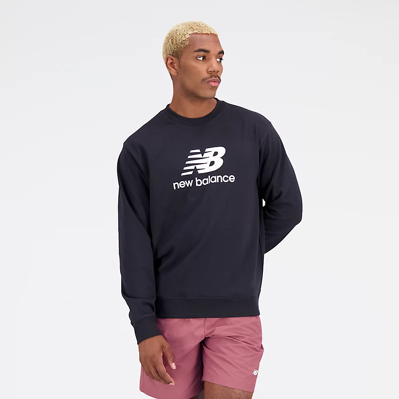 Φούτερ Homme Essentials Stacked Logo Terry με στρογγυλή λαιμόκοψη – ΜΑΥΡΟ