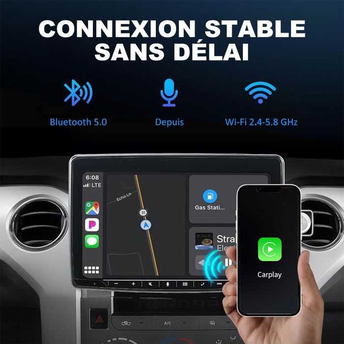 Adaptador inalámbrico CarPlay para Apple CarPlay y Android Auto: dongle Bluetooth 2 en 1 para convertir de cableado a inalámbrico.