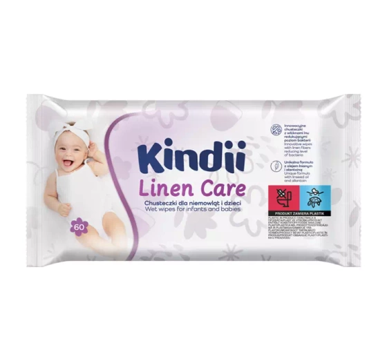Cleanic Kindii Linen Care nawilżane chusteczki dla dzieci i niemowląt 50 sztuk