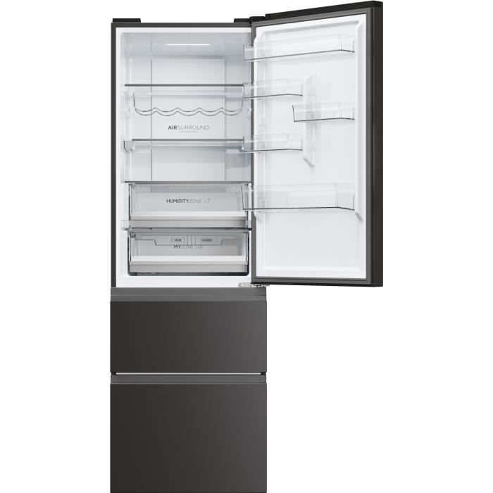 Kühl-/Gefrierkombination – HAIER – 3D 60 Serie 5 HTW5618ENPT – Energieeffizienzklasse E – 360 l – 185 x 59,5 x 66,7 cm – Schwarz