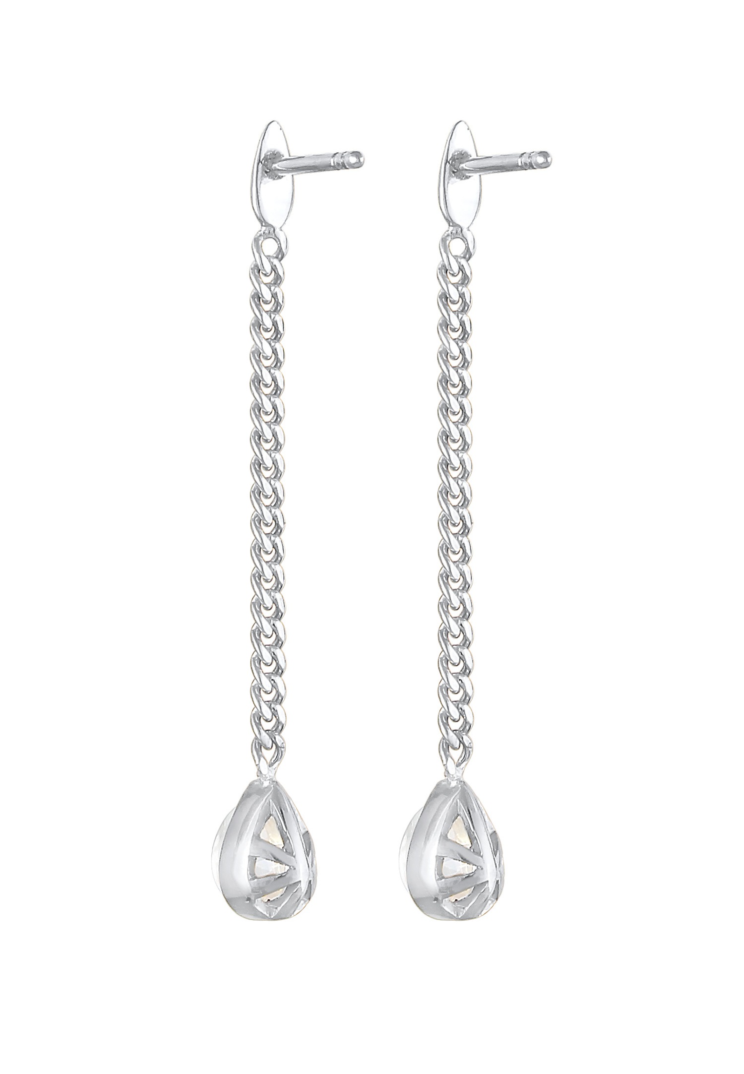 Elli PREMIUM Boucles d'oreilles pour femmes en chaîne élégante tendance avec pierre de lune en argent sterling 925