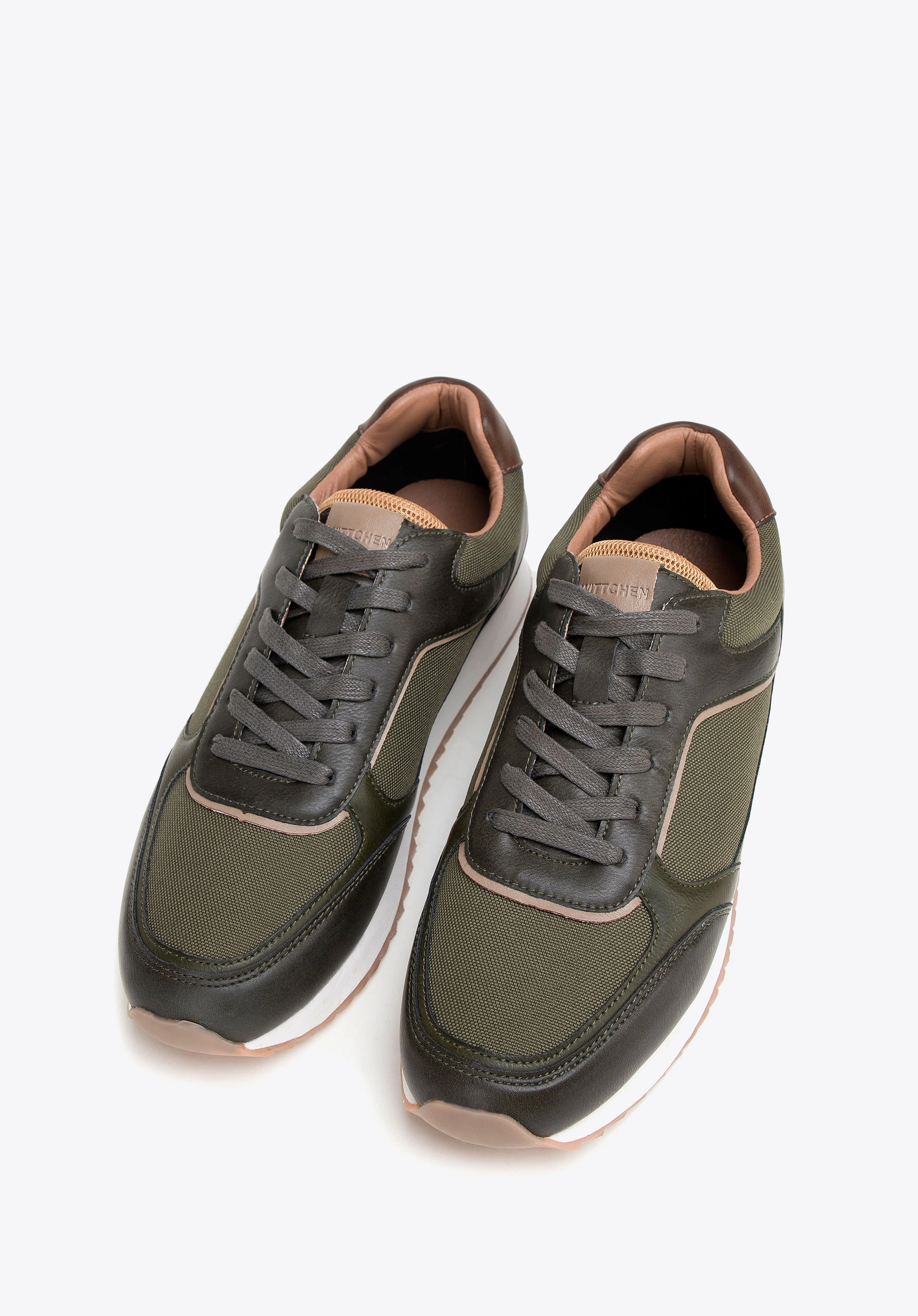 Męskie sneakersy ze skóry ekologicznej ze wstawkami zielone