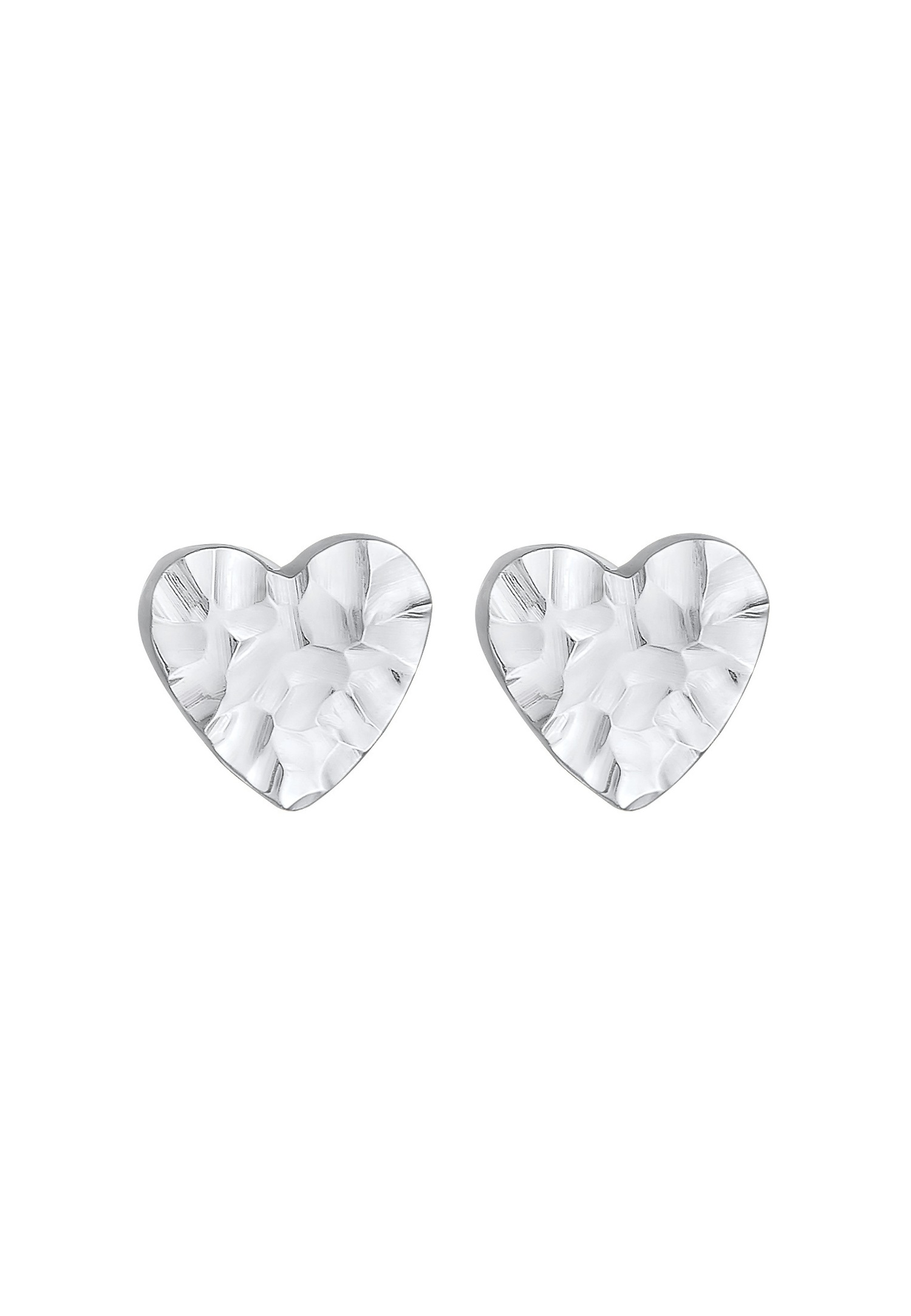 Elli Clous d'oreilles pour femmes Cœur martelé organique en argent sterling 925