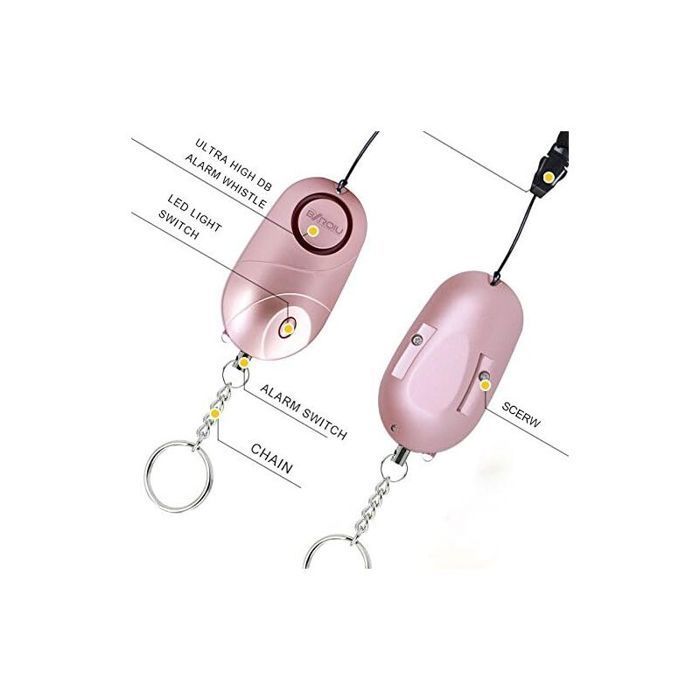 2 alarmas de bolsillo de 140 decibelios con alarma de seguridad personal de emergencia y luces LED, advertencia de prevención PZCC.