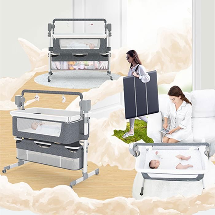 Magic ZC - Electric Baby Crib - Multifunctional Co-Sleeping Crib, Bluetooth with Music, 5-Speed Swing - Beige