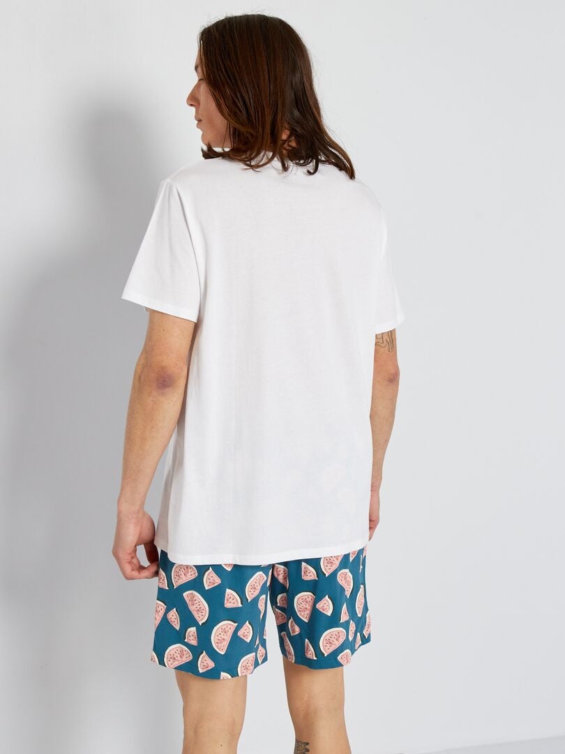 Conjunto de pijama curto com estampa de melancia - AZUL
