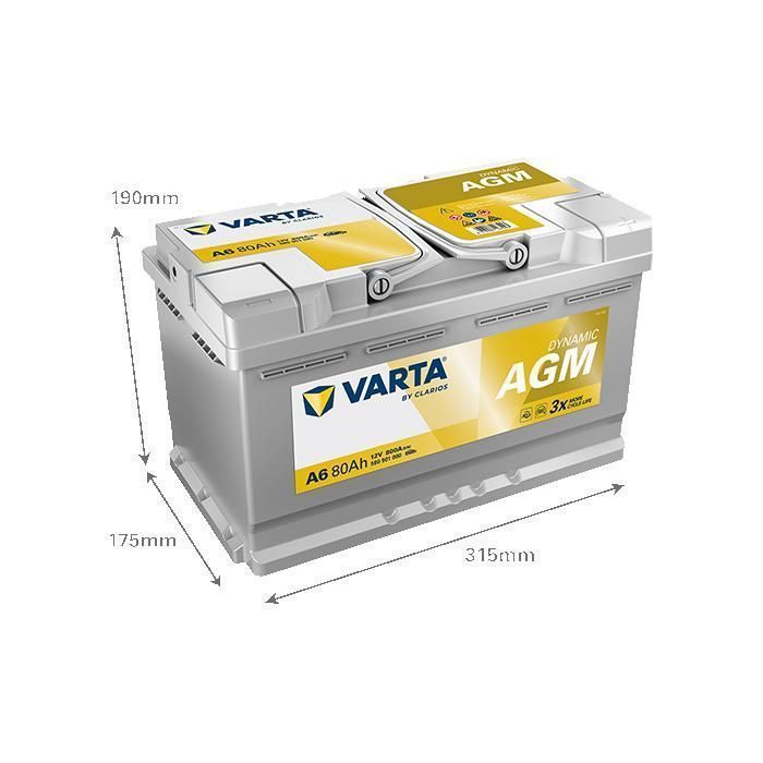 VARTA A6 12V 80Ah 800A AGM XEV Ready battery
