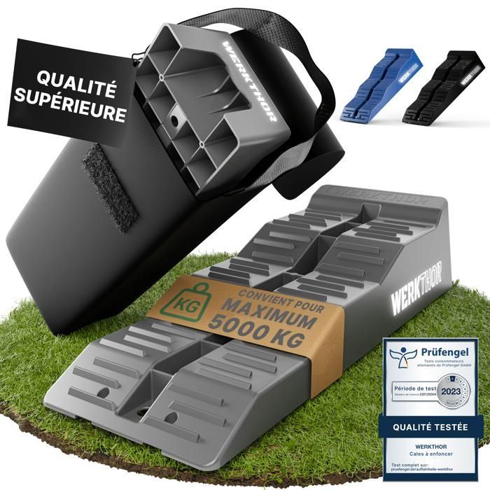 Rampas de elevação para autocaravanas WERKTHOR (cinzentas) - Conjunto de 2 com bolsa de transporte | Carga máxima de 5 toneladas