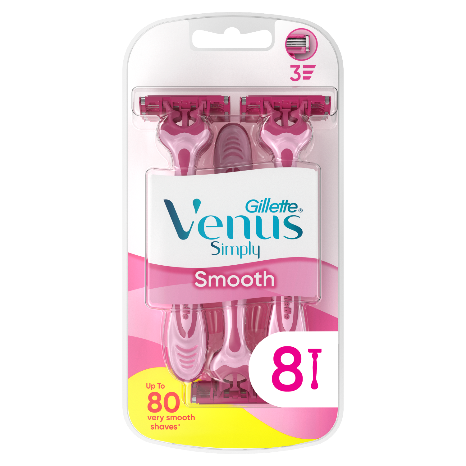 Maquinillas de afeitar Gillette para mujer, 8 unidades, Simply Venus 3