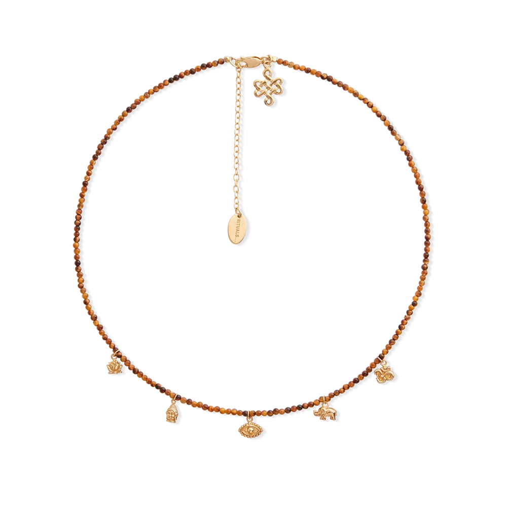 Collier pendentif House of Rituals plaqué or avec pierre précieuse