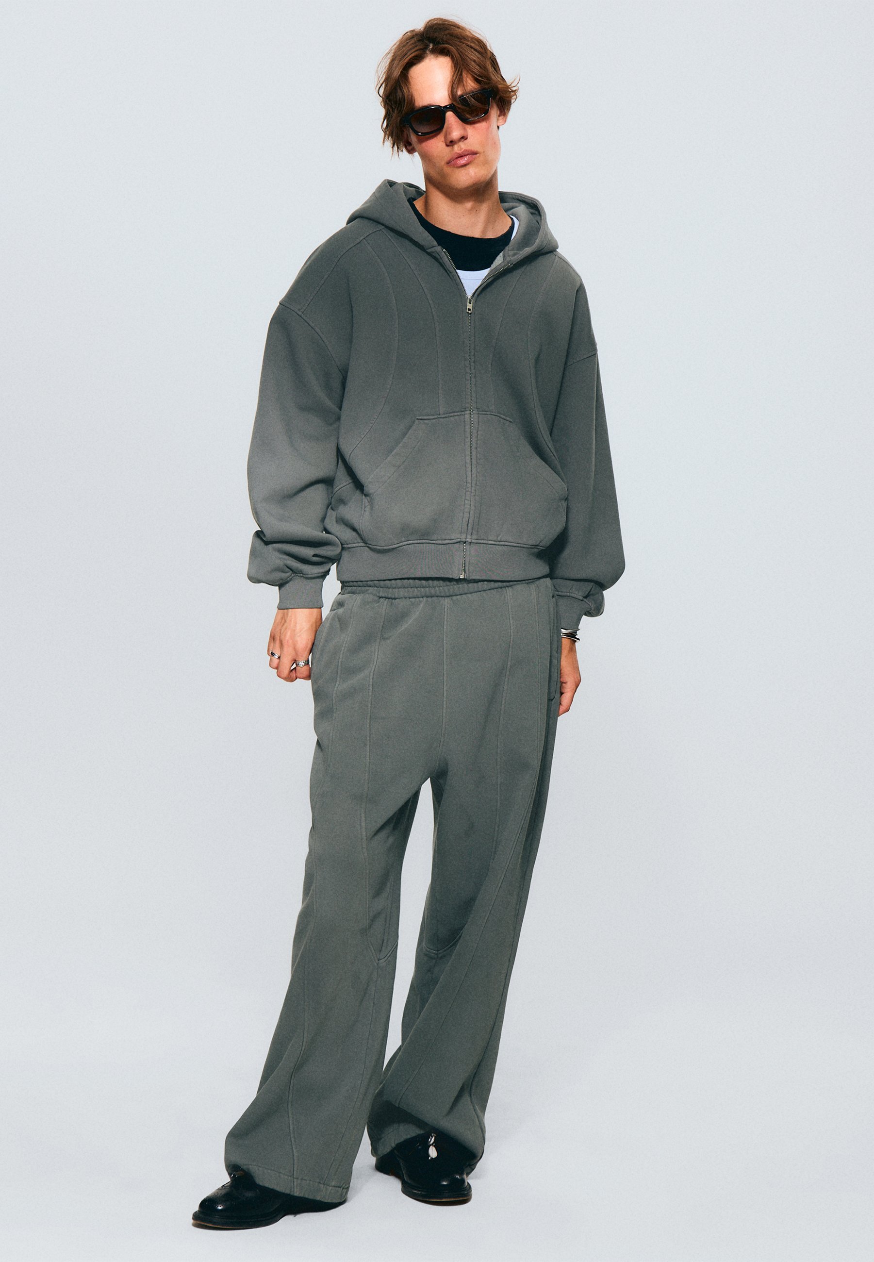 Weekday BLOCK ZIP - Hoodie - donkergrijs