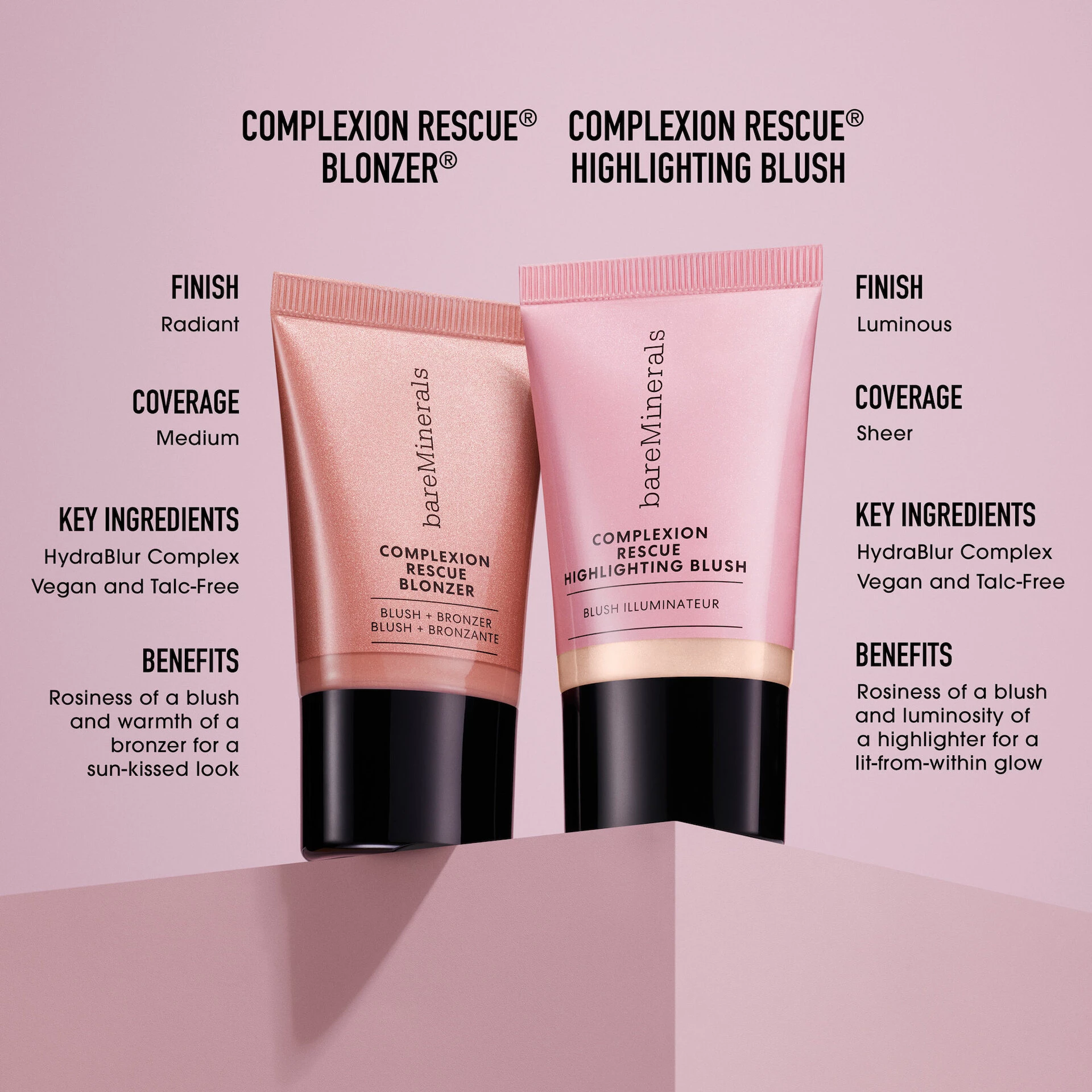 Fard de obraz iluminator Complexion Rescue Pink Glow - bareMinerals