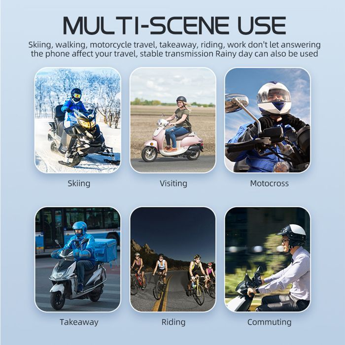 Interfono per moto, altoparlanti per casco da moto, lunga durata della batteria, IPX6, risposta/chiamata automatica, controllo della musica, 300 m
