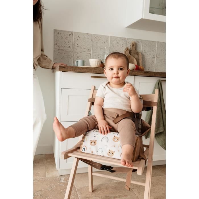 Rehausseur nomade - TINEO - 30 x 28 x 13 cm - Ultra Compact - Camel / Oursons