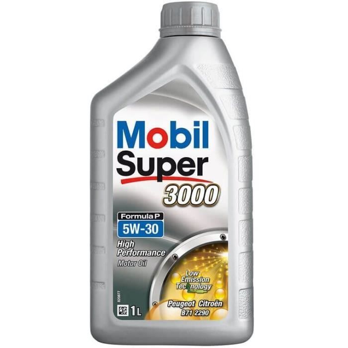 Huile moteur 5W-30 Synthétique - MOBIL - Super 3000 - Formula-P -bidon 1L -  haute performance - ACEA C2 - API SN