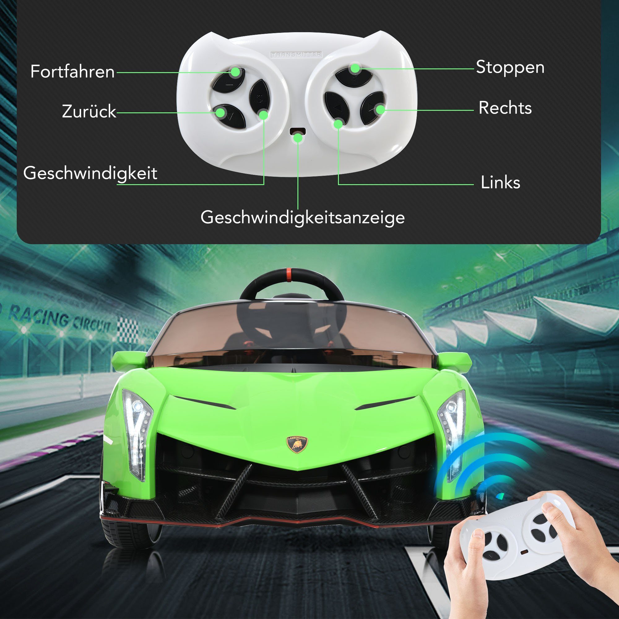 Elektrické dětské autíčko REDOM LAMBORGHINI VENENO 2 motory, Bluetooth, dvoukřídlé dveře, 3 rychlosti, MP3 hudba, vhodné pro děti od 3 let