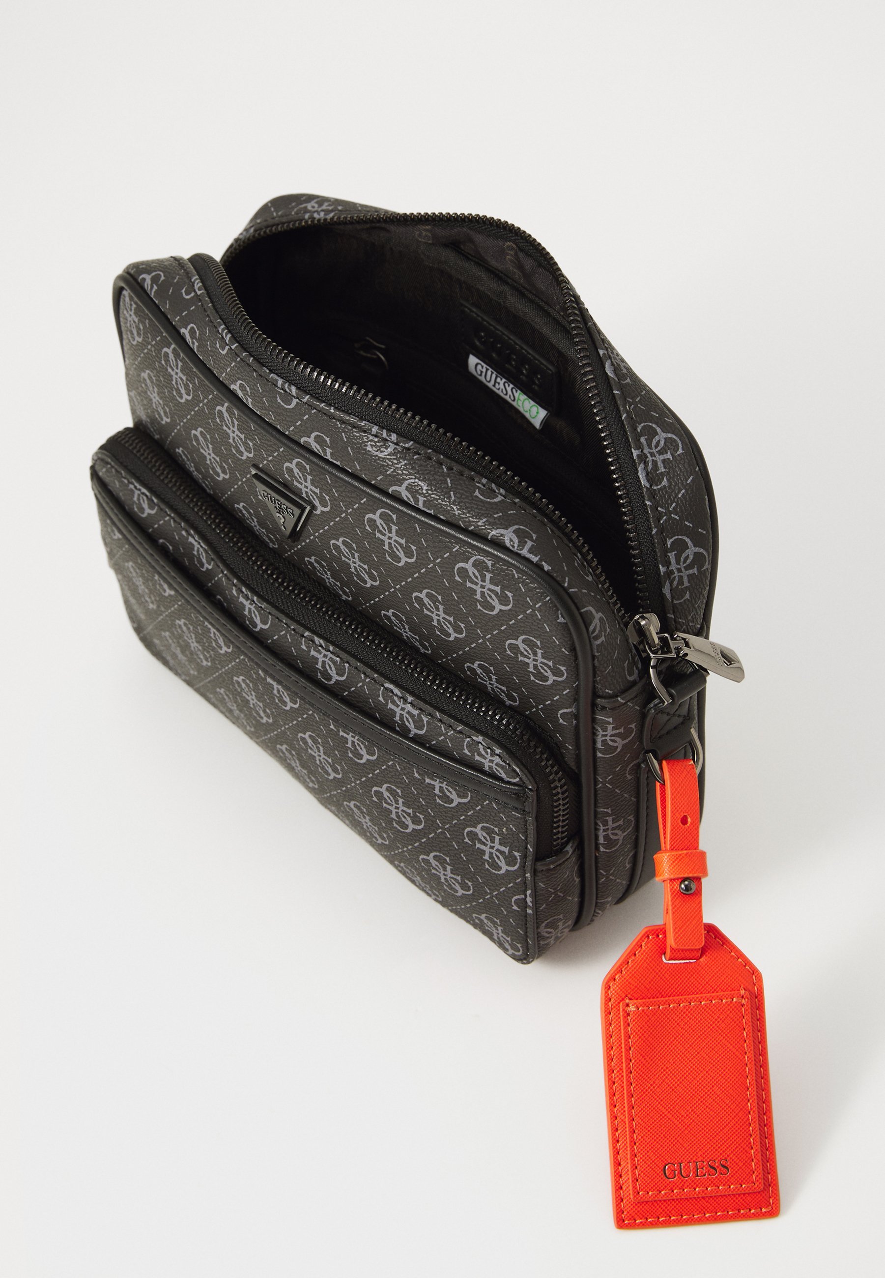 Guess MILANO CROSSBODY DOUBLE ZIP - Crossbodytas - donkerzwart
