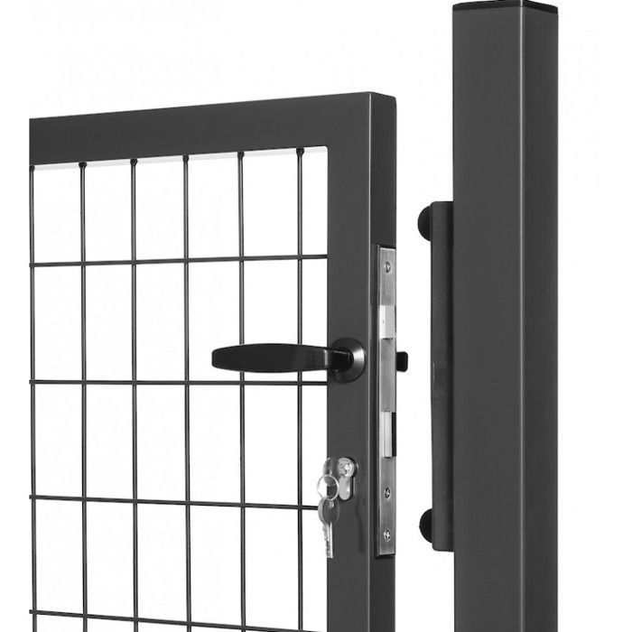 Portillon grillagé en acier galvanisé maille 100 x 50 L 1m20 x H 1m20 Gris anthracite