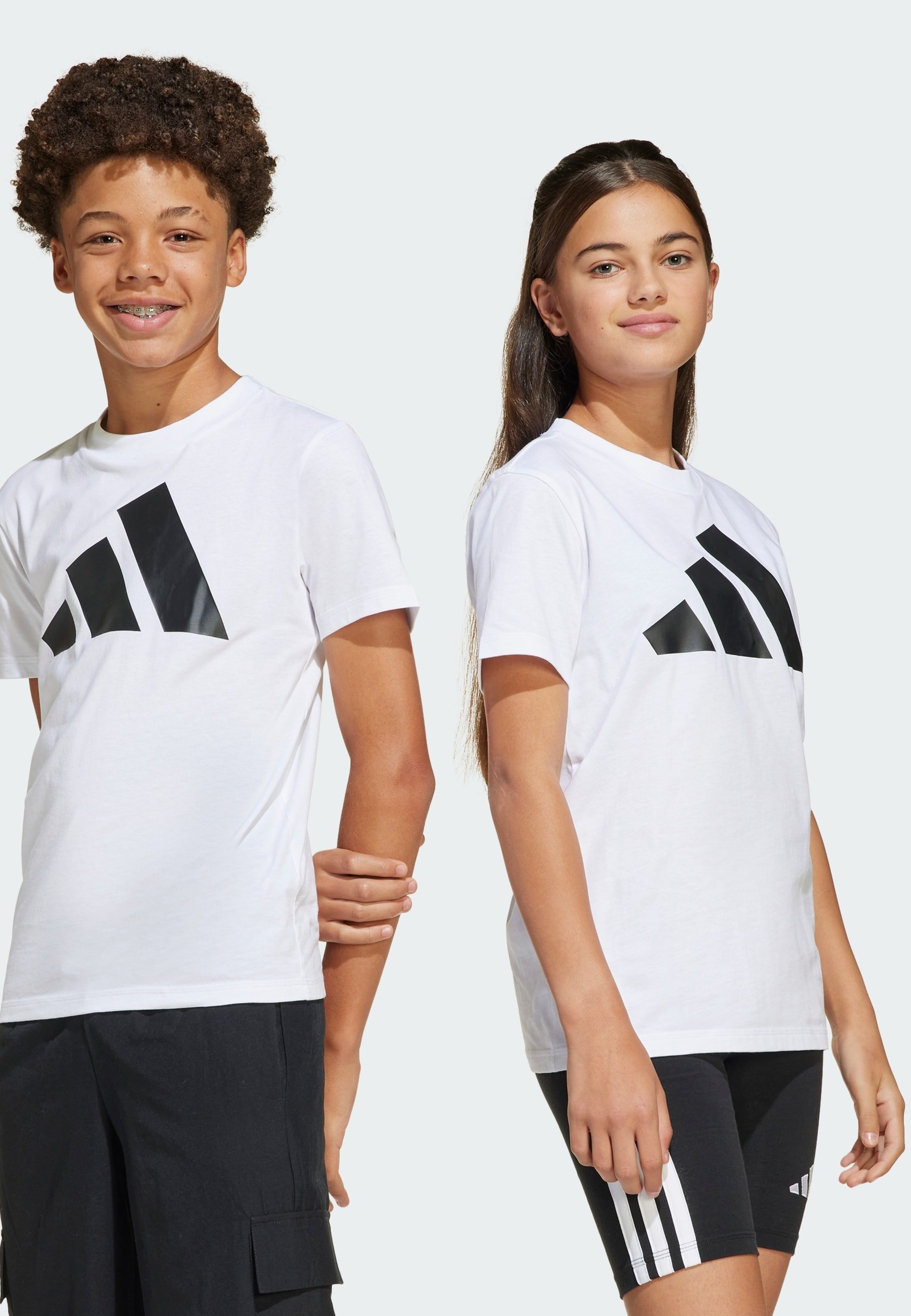 adidas Performance ESSENTIALS JUNIOR UNISEX - T-shirt met print - wit zwart