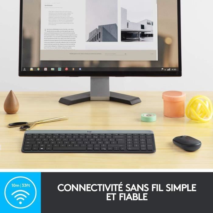 Combo de teclado y ratón inalámbricos Logitech MK470 Slim - Silencioso - AZERTY - Negro
