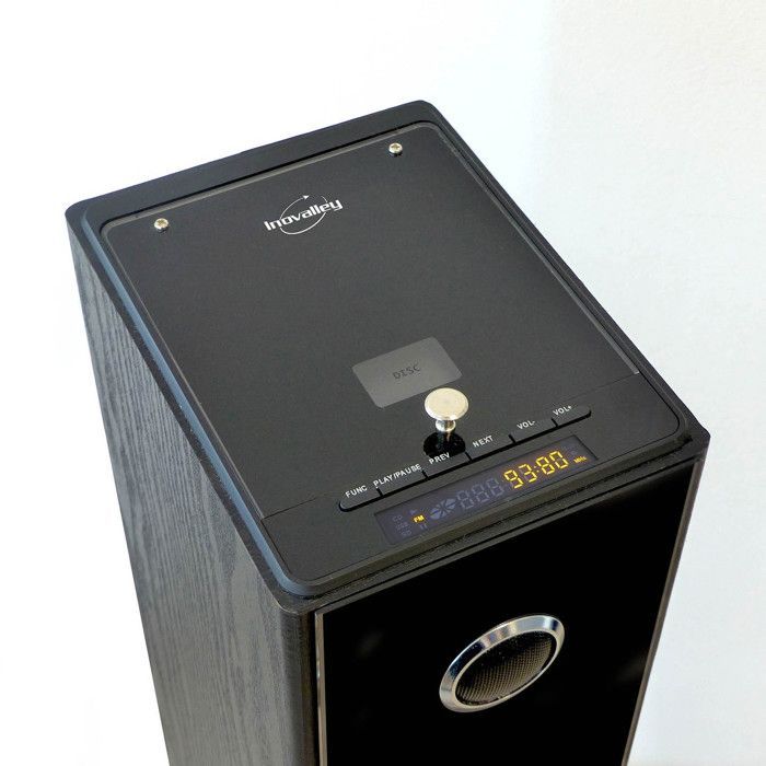 Tour de son Blacktower+ avec lecteur CD, Bluetooth, FM et USB, 100W + télécommande - Mini Strobe en Cadeau