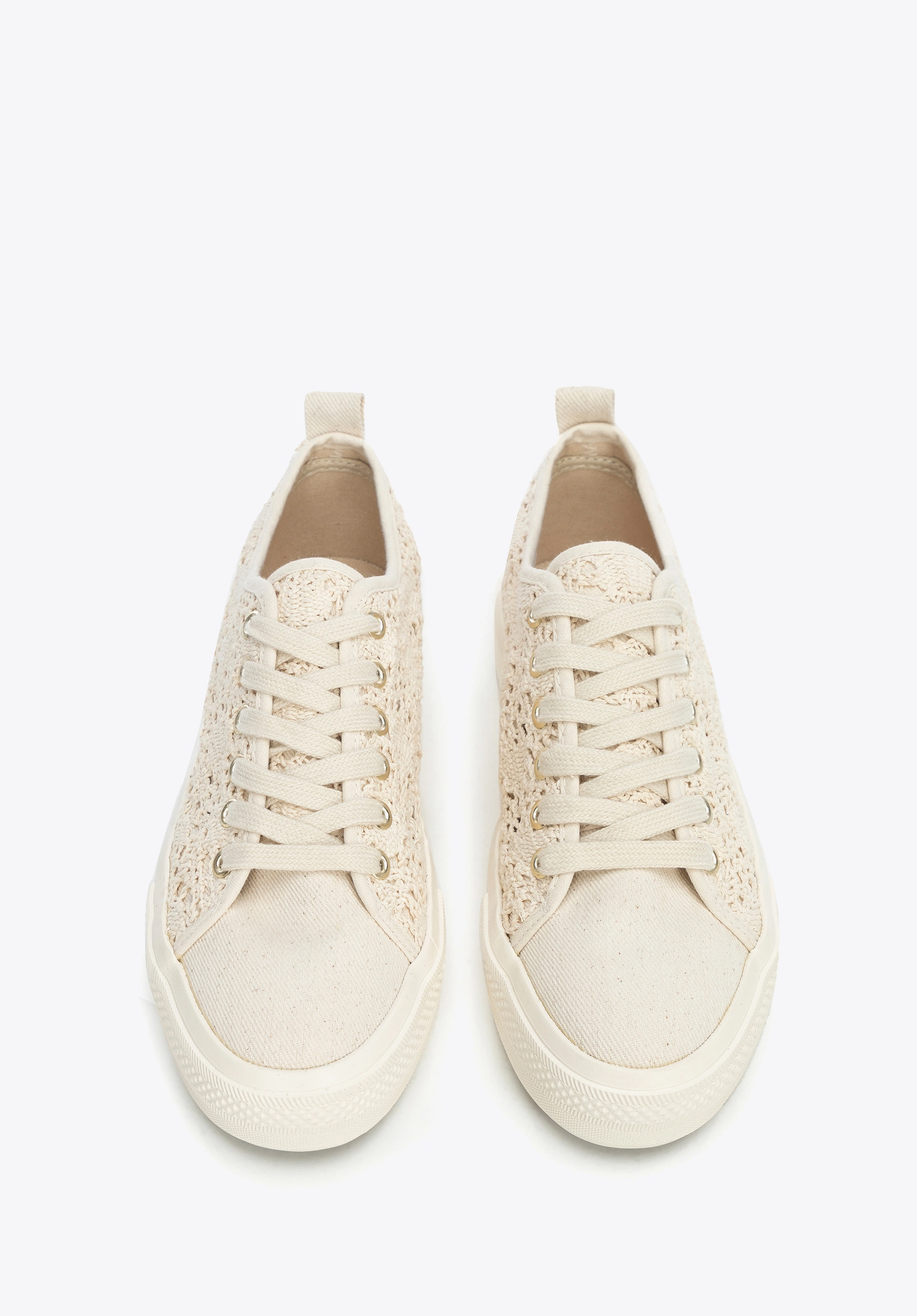 Damskie sneakersy ażurowe beżowe
