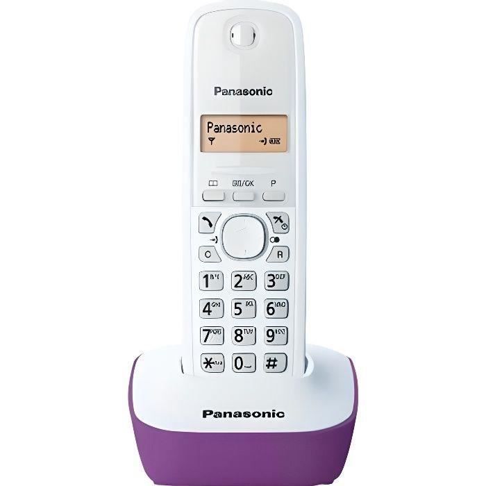 Panasonic KX-TG1611FRF | Teléfono inalámbrico, base y auricular, identificador de llamadas, pantalla LCD, agenda telefónica, memoria de rellamada, despertador, contestador automático