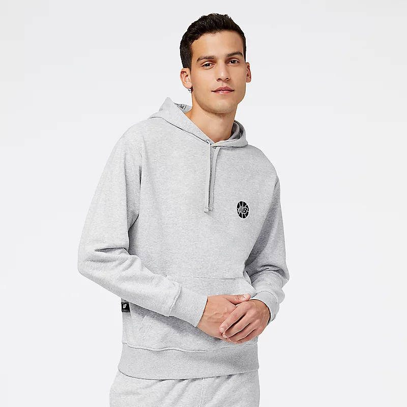 Bluzy z kapturem NB Hoops Essentials Fundamental dla mężczyzn – farve szary