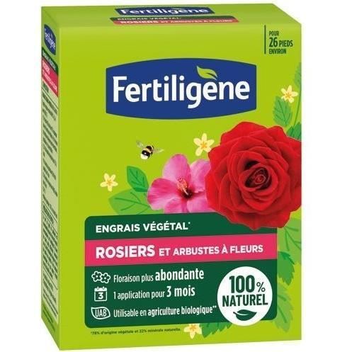 Engrais végétal - FERTILIGENE - 26 pieds - Rosiers et arbustes à fleurs - 100% Naturel - 650 g