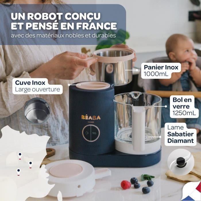 BEABA, Robot da cucina Babycook Neo 6 in 1 per alimenti per neonati, prodotto in Francia, blu notte