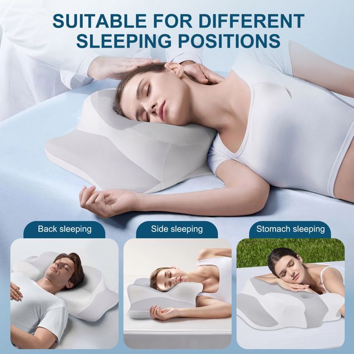 Cuscino ortopedico in memory foam, anti-russamento e per apnea posizionale, ideale per chi dorme supino o sul fianco.