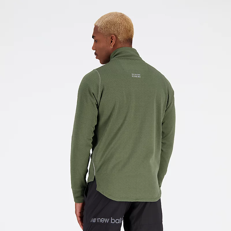 NB Heat Grid Half Zip Hoodie voor heren in diep olijfgroen