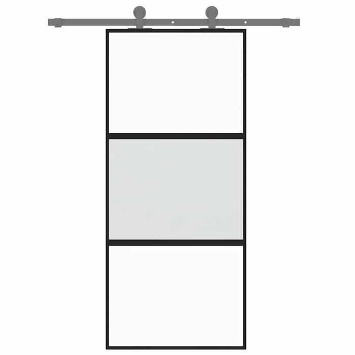 vidaXL Porte coulissante noir 90x205 cm verre trempé aluminium 155202