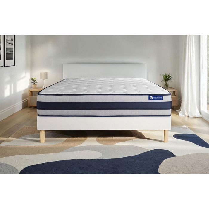 Mattress and bed base set 160x200 cm - White bed base (assembly required) - Actilatex Ergo