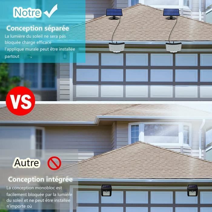 Outdoor solar light with motion sensor, 106 LEDs, 2 Pack, IP65 Waterproof, 120° lighting angle with 5m cable