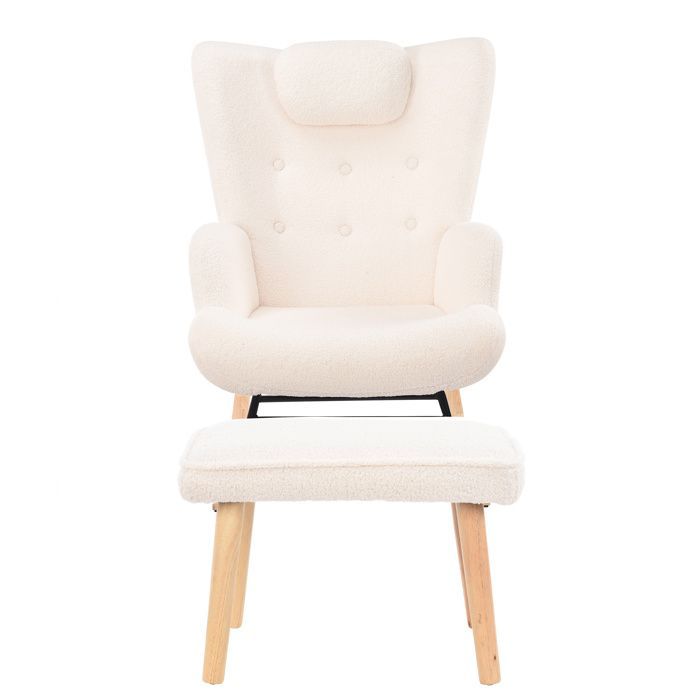Fauteuil à Bascule,chaise a bascule avec Pieds en Bois Massif Repose Pieds épais,chaise a bascule allaitement pour Salon,Chambre