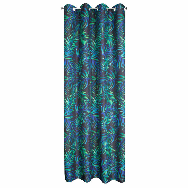 Zasłona PALMS 140x250 cm Czarna Palmy Przelotki Sypialnia